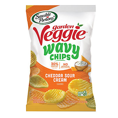 Sensible Portions Garden Veggie Wavy Chips Cheddar Sour Cream, 18 oz.