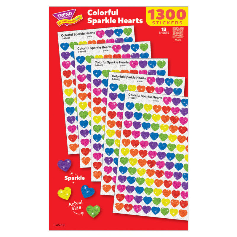 Colorful Sparkle Hearts Value Pack 1300Ct (Pack of 6)
