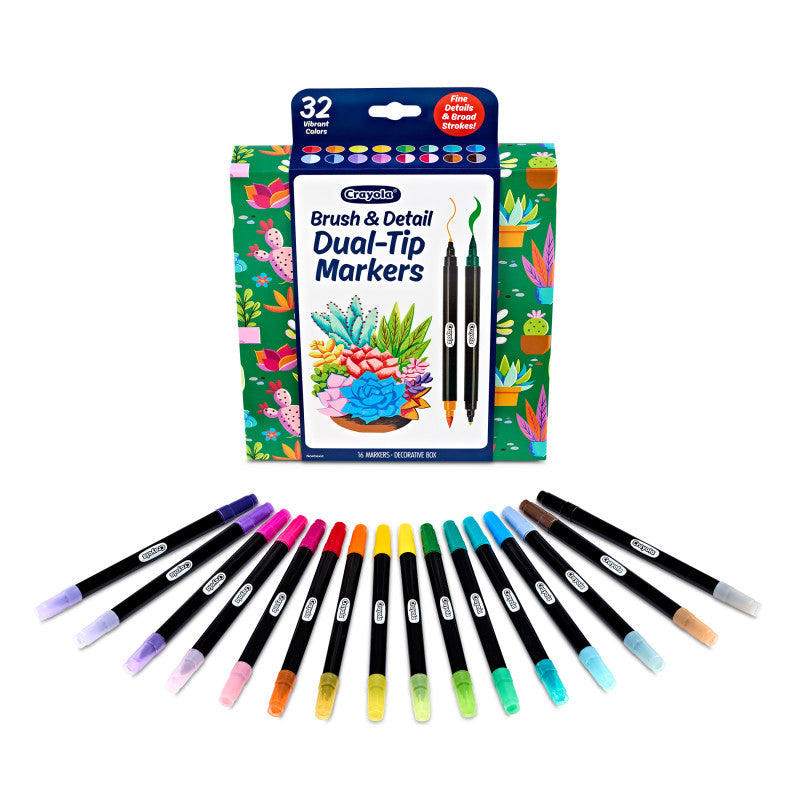 16Ct Brush & Detail Dualtip Markers (Pack of 2)