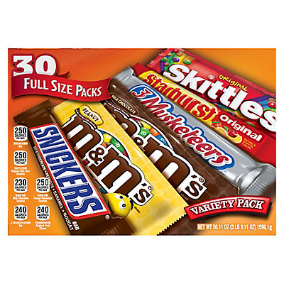M&M'S, Snickers, Skittles and More Chocolate Candy Bars, Bulk Full Size Fundraiser Pack, 30 ct.