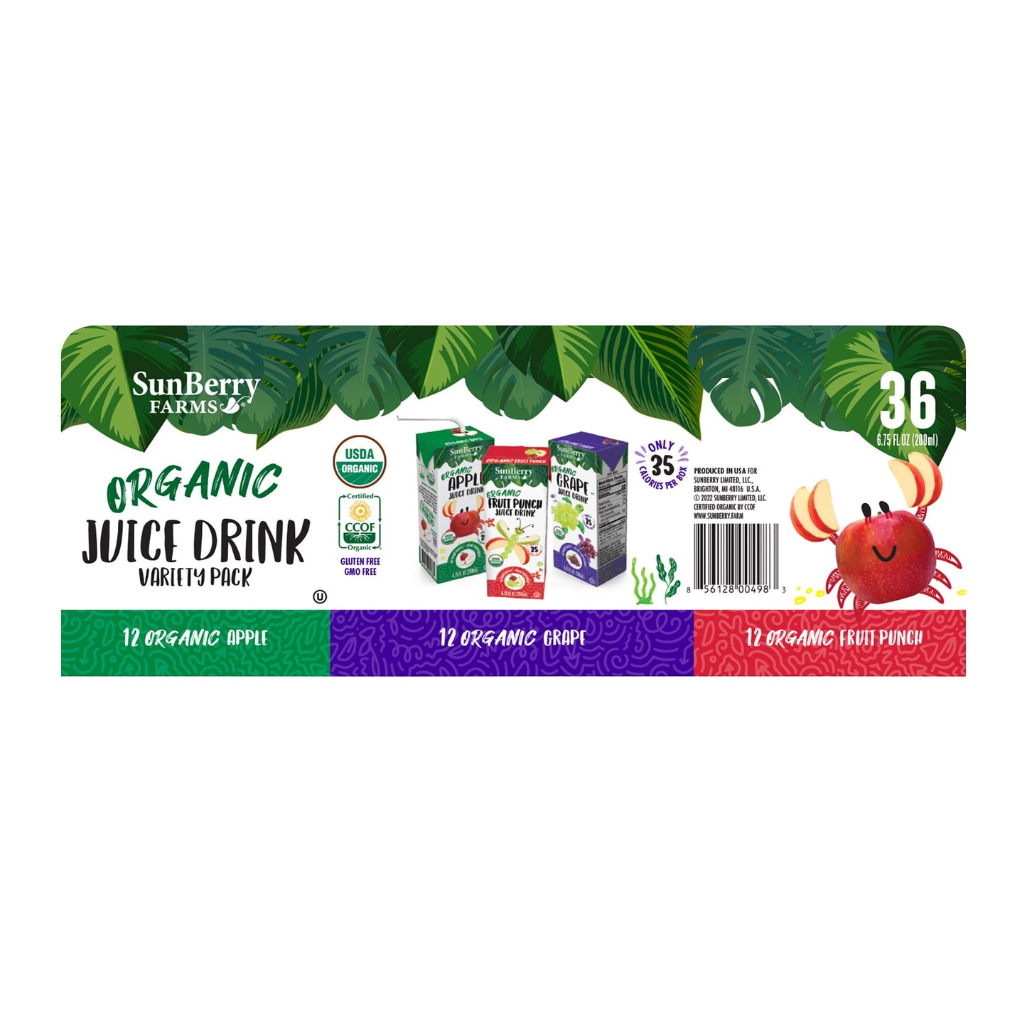 Sunberry Farms Organic Juice Drink Variety Pack, 36 ct./6.75 oz.
