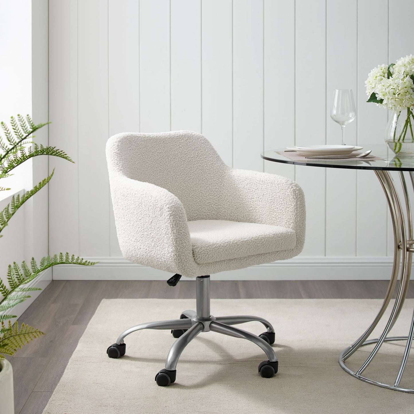 Berkley Jensen Coco Sherpa Office Chair - White