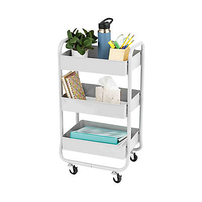 Berkley Jensen 3-Tier Metal Rolling Cart - Gray