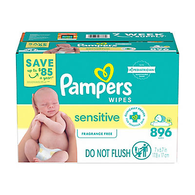 Pampers Baby Wipes Sensitive Fragrance Free with Pop-Top, 16 pk./896 ct.