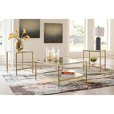 Ashley Furniture 3-Pc. Table Set - Gold Finish