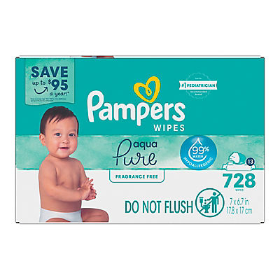 Pampers Aqua Pure Sensitive Baby Wipes with Pop-Top, 13 pk./728 ct.