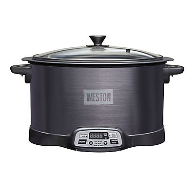 Weston 2-in-1 Indoor Smoker and Slow Cooker - Black and Stainless Steel