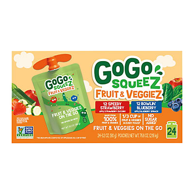 GoGo SqueeZ Fruit & VeggieZ Applesauce Pouches, 24 pk.