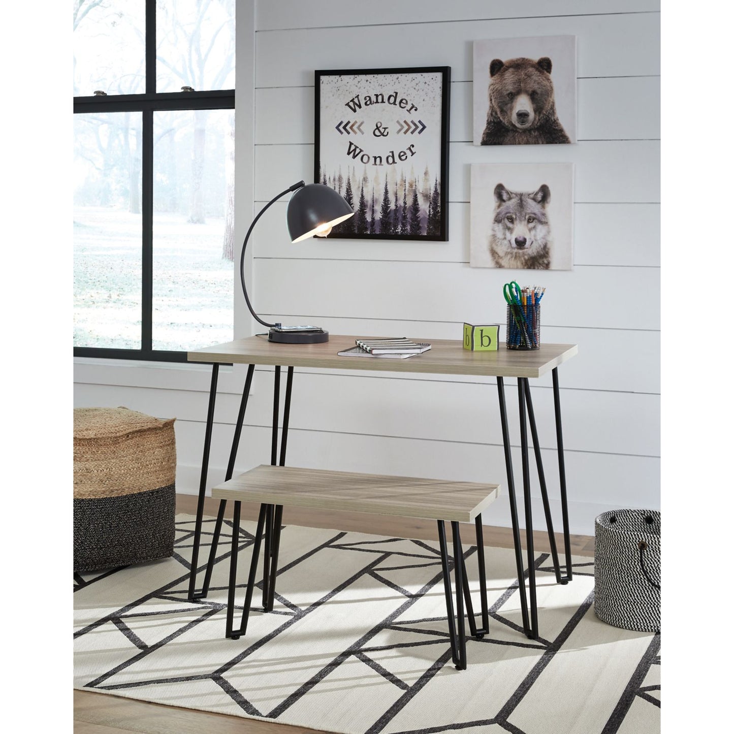 Ashley Furniture Desk With Bench - Black