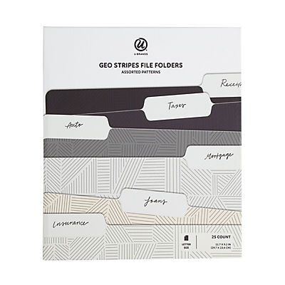 U Brands Lush Stripes File Folders, 25 pk.