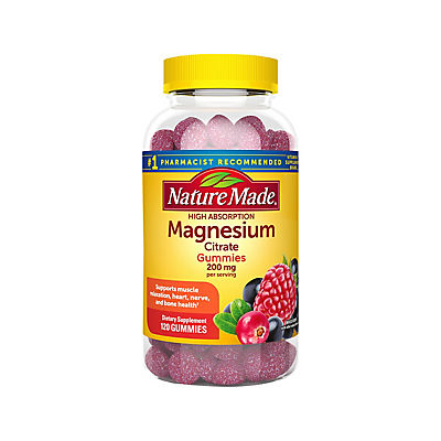 Nature Made High Absorption Magnesium Citrate 200mg Dietary Supplement Gummies, 120 ct.
