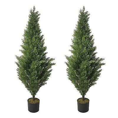 Aurora International 4' Faux Cypress Topiary Tree in Plastic Pot, 2 pk.