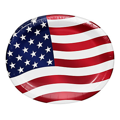 Berkley Jensen Patriotic Wind 10" x 12" Oval Platters, 60 ct.