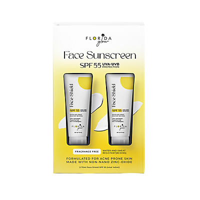 Florida Glow Face Shield Non-Comedogenic SPF 55 Face Sunscreen, 2 pk.