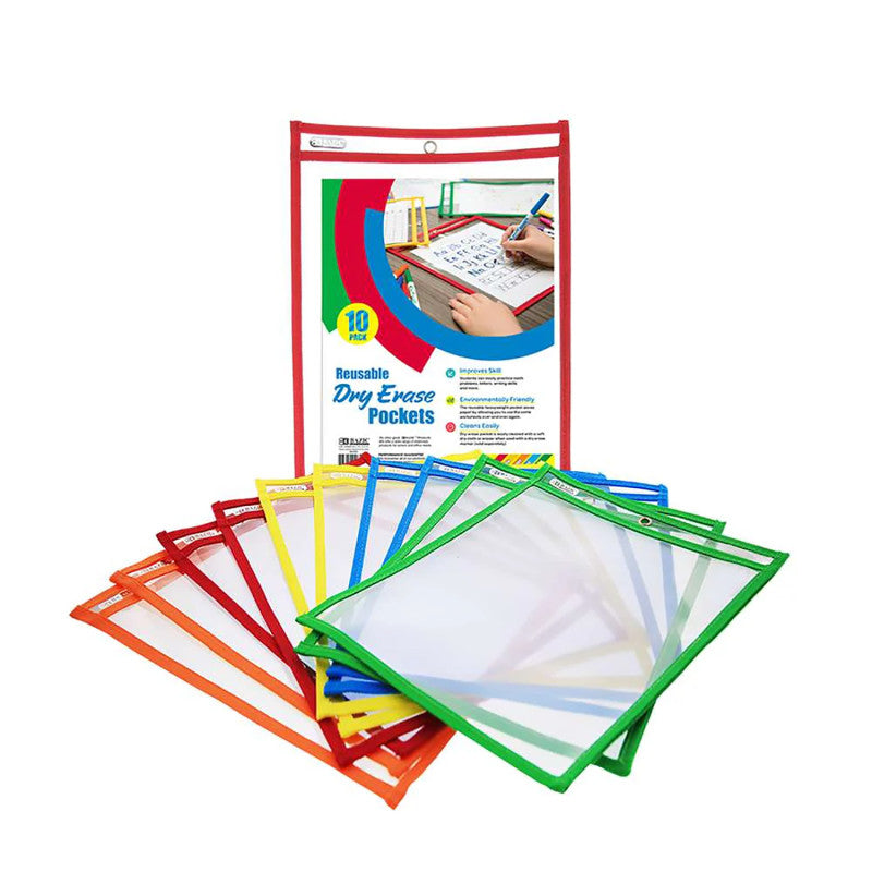 10/Pk Reusable Dry Erase Pockets (Pack of 2)