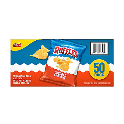 Ruffles Cheddar & Sour Cream Flavored Potato Chips, 50 pk./1 oz.