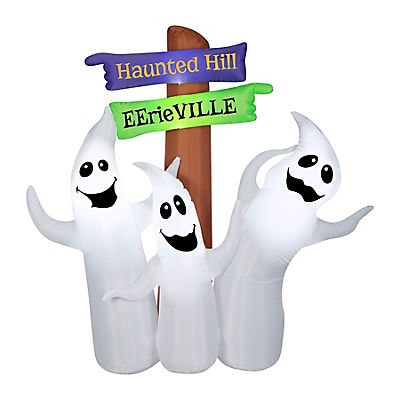 Gemmy Halloween Inflatable Ghost Trio with Signs