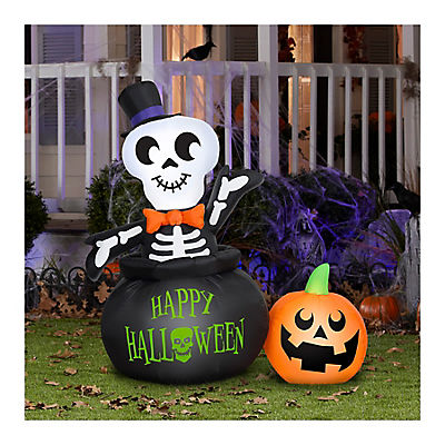 Gemmy Halloween Inflatable Skeleton in Cauldron