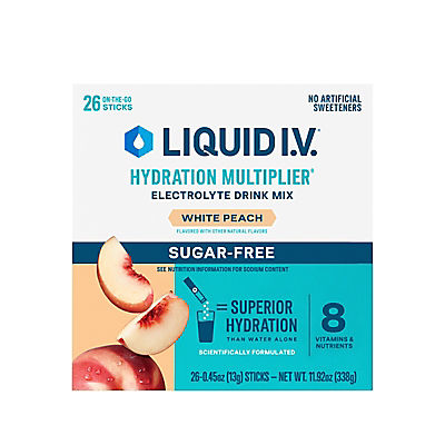 Liquid I.V. Hydration Multiplier Sugar-Free White Peach, 26 ct.