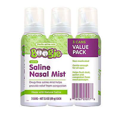Boogie Saline Nasal Mist, 3 pk.