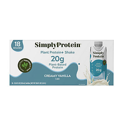 SimplyProtein Vanilla High Protein Shake, Ready To Drink Vegan Protein Shake, 18 pk.