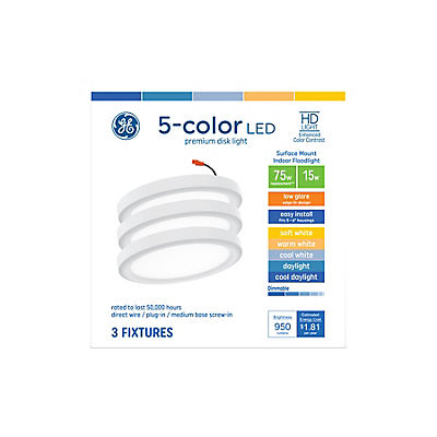 GE 75W Premium Disk Light Replacements, 3 pk.