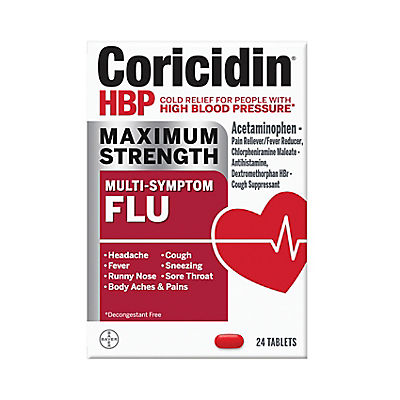 Coricidin Maximum Strength Multi-Symptom High Blood Pressure Flu Tablets, 48 ct.