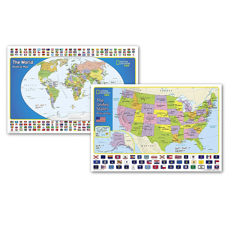 World & Us For Kids Poster Size Map Pack Bundle