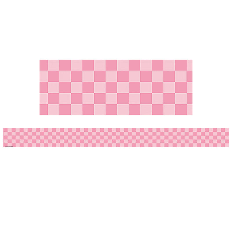 Pink Checkers Straight Border Trim Cool For School (Pack of 10)
