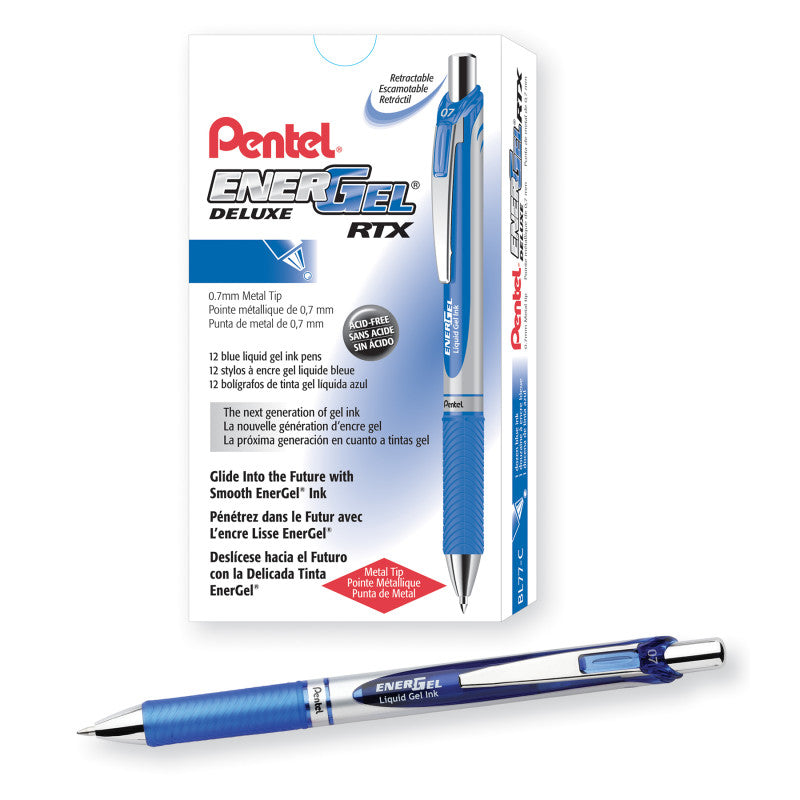 Energel Rtx Retract Gel Pen Blu 1Dz 0.7Mm Metal Tip