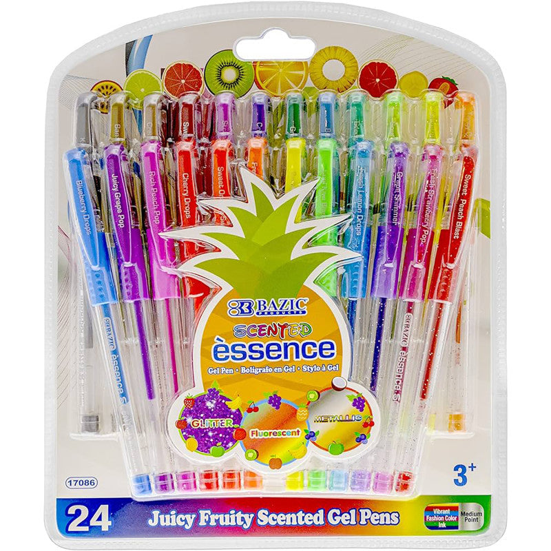 24 Scented Essence Gel Pen with Cushion Grip (Pack of 6)