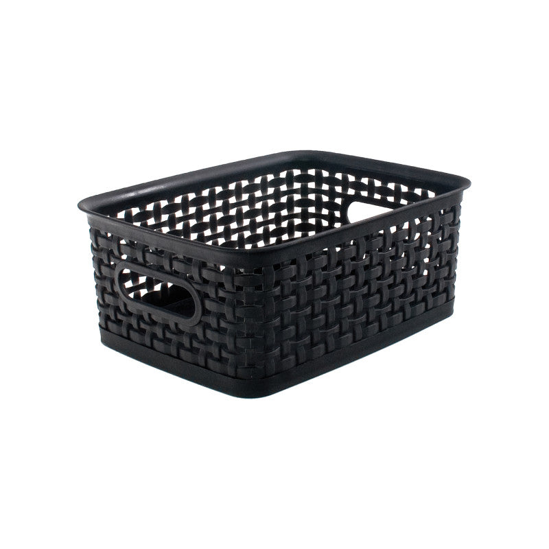 Plastic Weave Bin Small Black (Pack of 8)