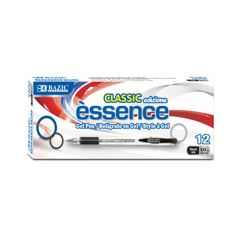 12Ct Essence Black Gel Pen with Cushion Grip (Pack of 12)