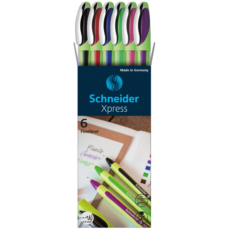 Xpress Fineliner Pens Assort 6Ct 0.8Mm (Pack of 2)