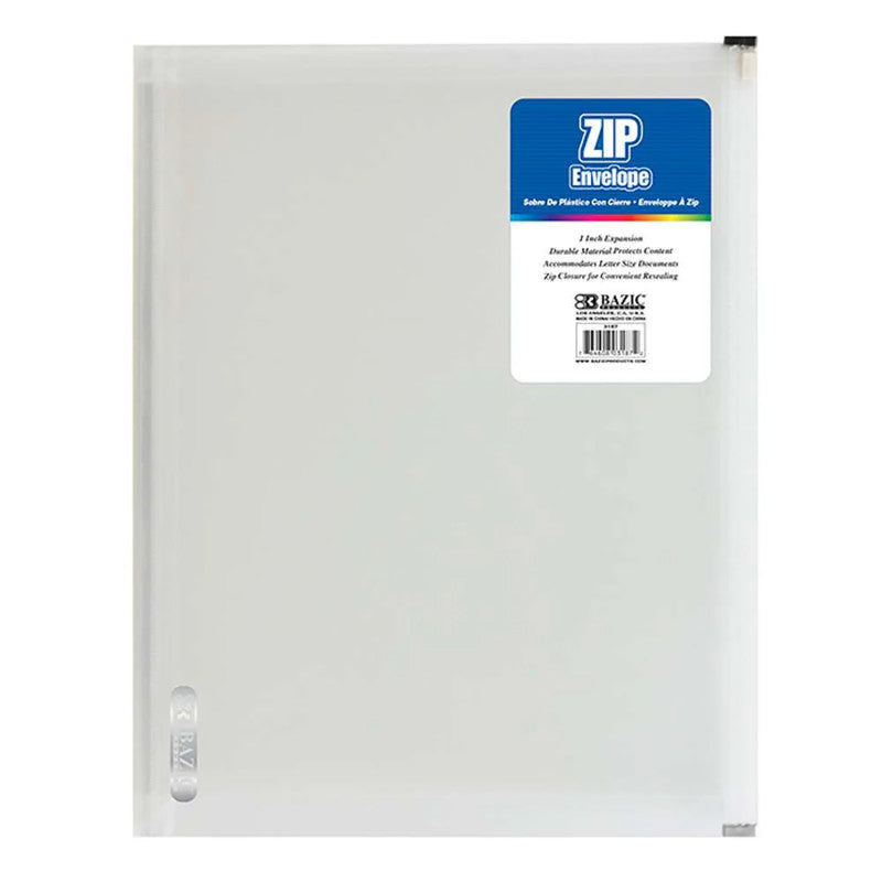 Clear Letter Size Zip Envelope (Pack of 12)