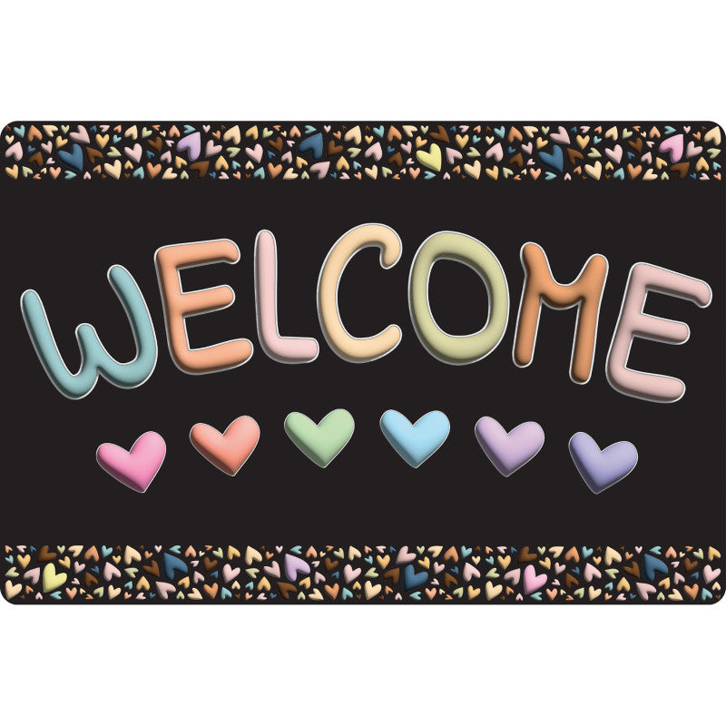 Welcome Mat Pastel Hearts 15.5 X 23.5In (Pack of 3)