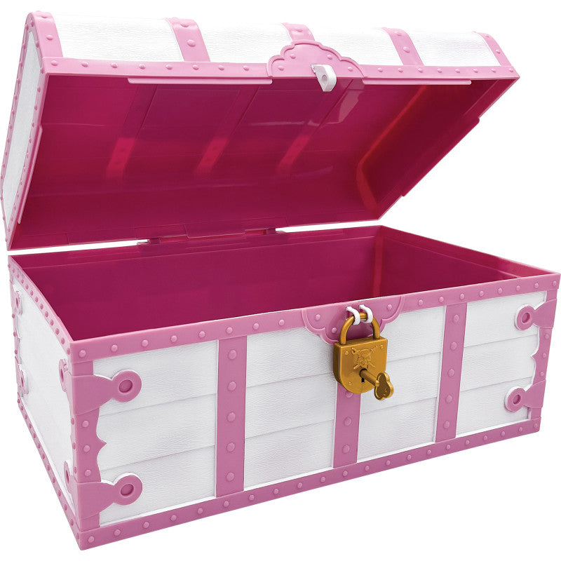 Pink & White Treasure Chest with Lock & Key