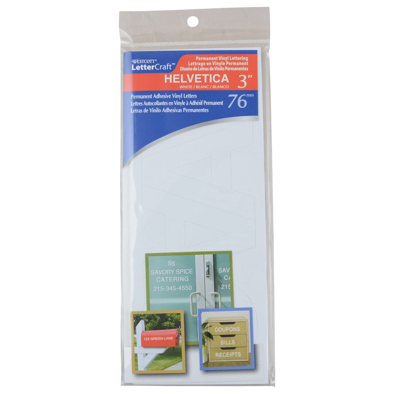 3In White Helvetica Vinyl Letters Permanent (Pack of 10)