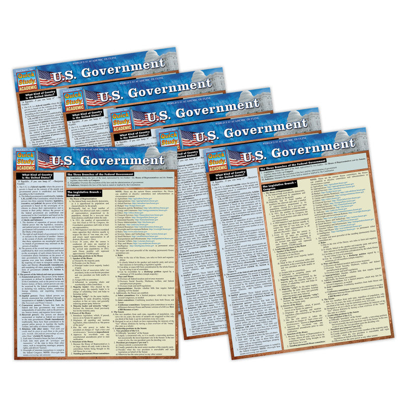 Study Guides U.S. Government 6Ct Laminated