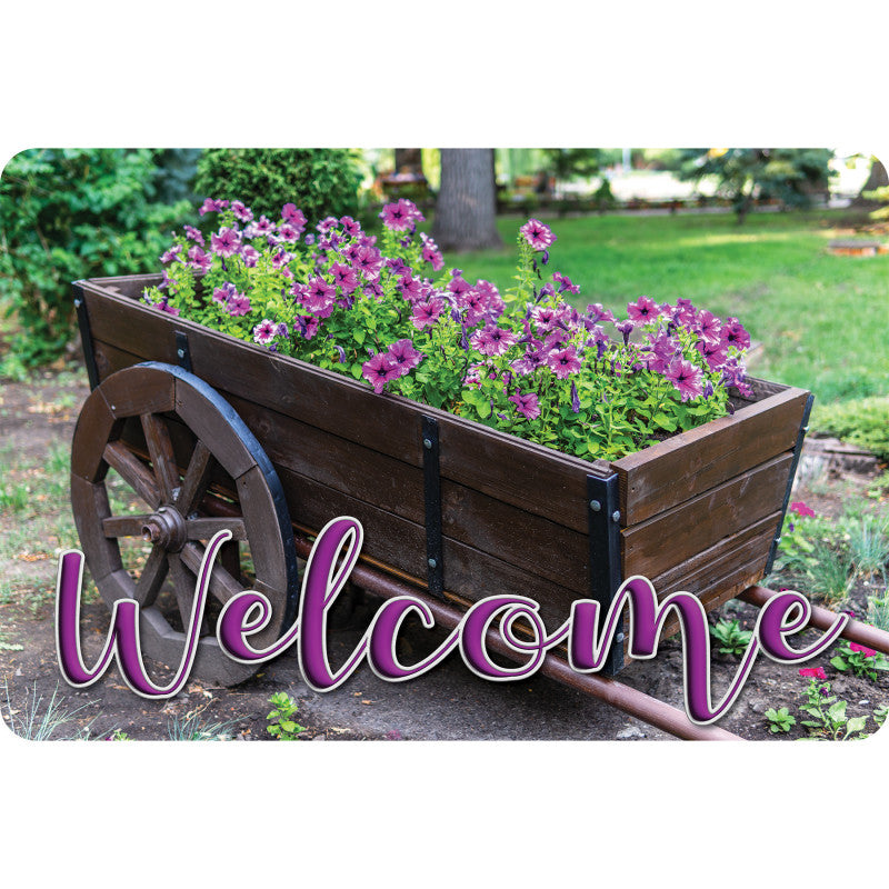 Welcome Mat 15.5X23.5 Wagon Flowers (Pack of 2)