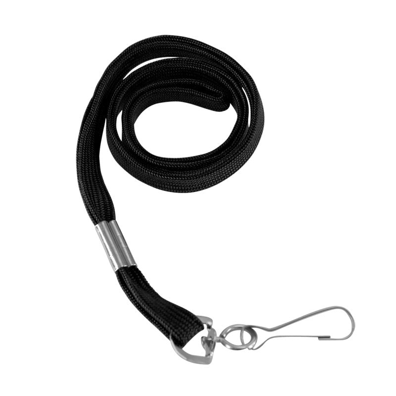 Flat Lanyard with Hook Black 100/Pk