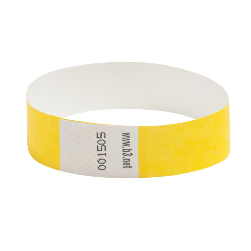 Security Wristbands Yellow 100/Pk 3/4In (Pack of 3)