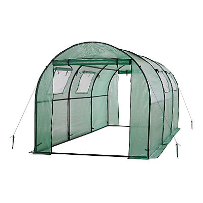 Ogrow 2-Door Walk-in Tunnel Greenhouse with Ventilation Windows - White