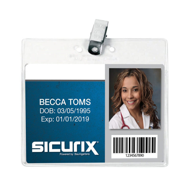 Id Holder with Clip 4X3 Horiz 50/Bx
