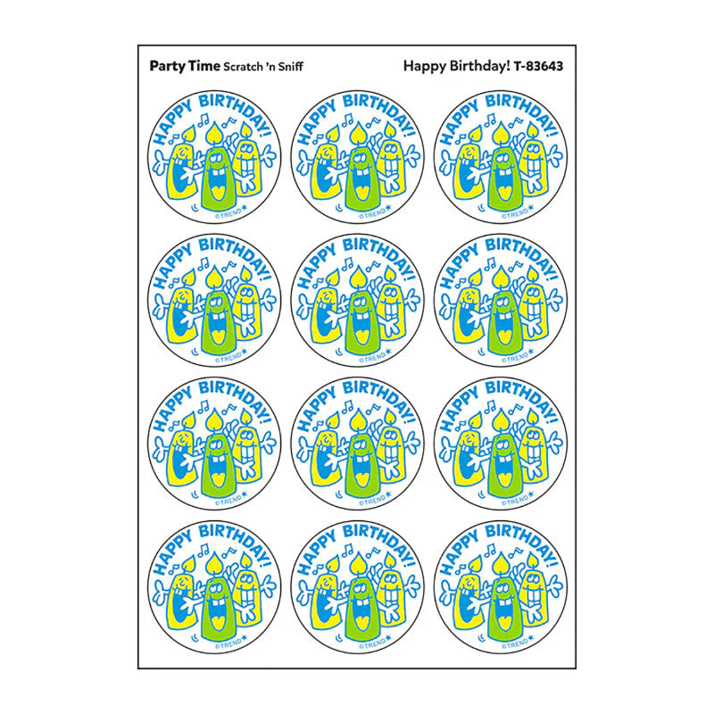 Stinky Stickers Happy Birthday Party Time Scent (Pack of 12)