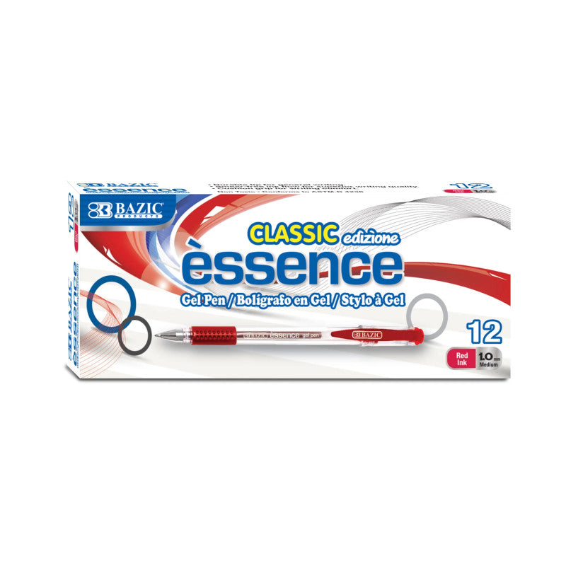 12Ct Essence Red Gel Pen with Cushion Grip (Pack of 12)
