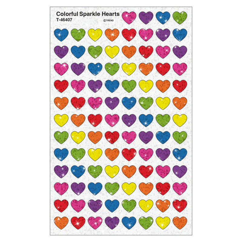 Colorful Hearts Sparkle Stickers 400Ct (Pack of 12)