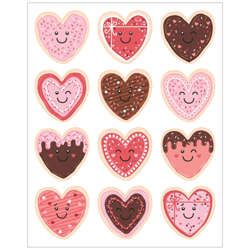 Frosted Heart Cookies Stickers (Pack of 12)