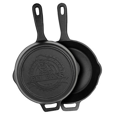 Pit Boss Pre-seasoned Cast Iron Deep Skillet with Lid and Long Handle