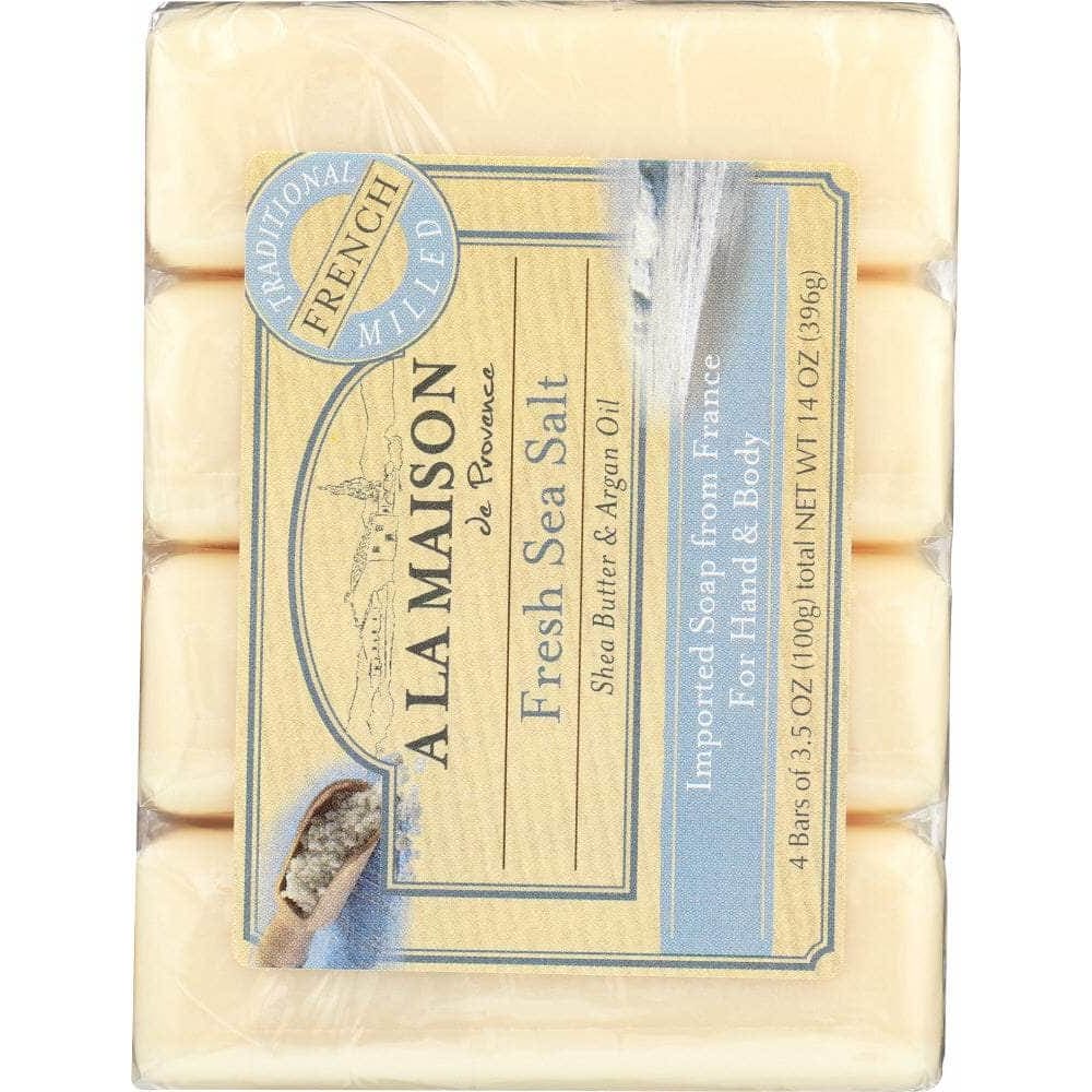 A LA MAISON DE PROVENCE A La Maison Fresh Sea Salt Bar Soap 4 Bars Value Pack, 14 Oz